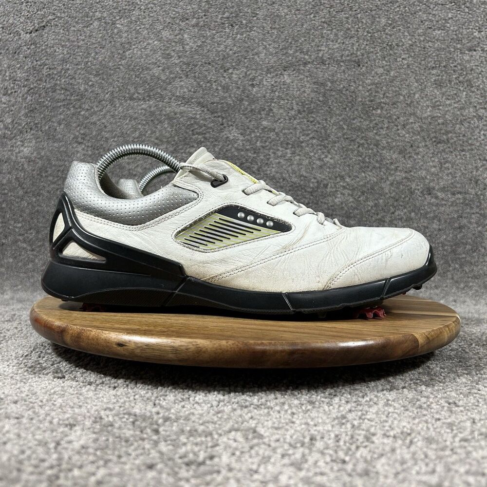 Ecco Base One Mens Size 43 White HydroMax Leather Spiked Golf Shoes Used